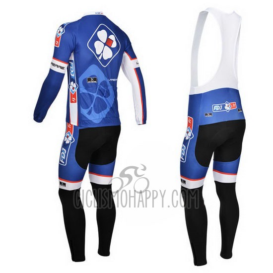 FDJ Cycling Jersey Bib Tight 2013 Long Sleeve Blue